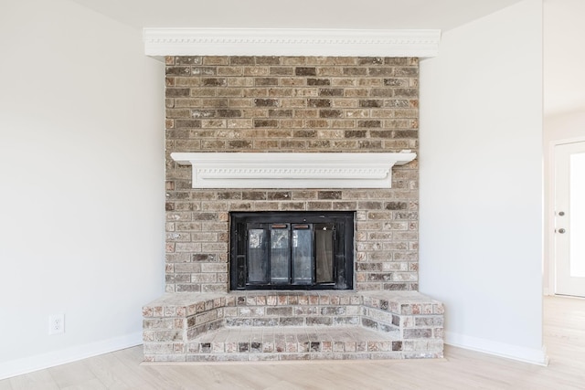 details featuring wood-type flooring and a fireplace