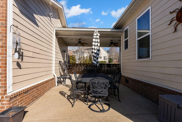 view of patio / terrace with ceiling fan