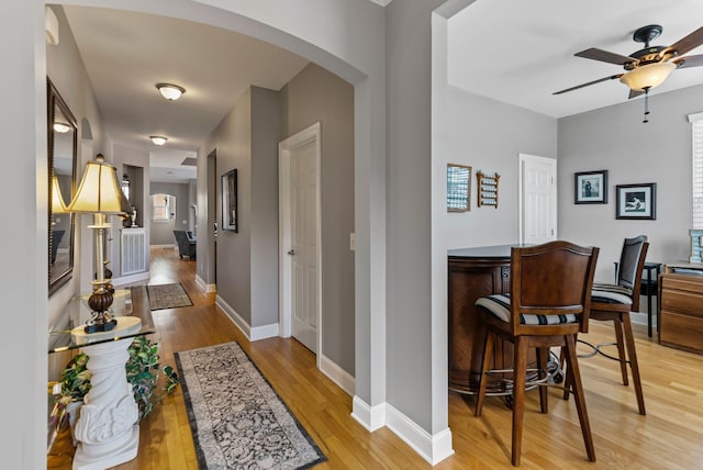 corridor featuring light hardwood / wood-style flooring