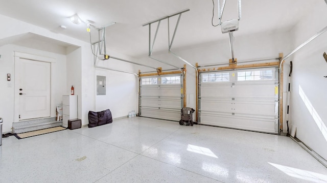 garage with electric panel