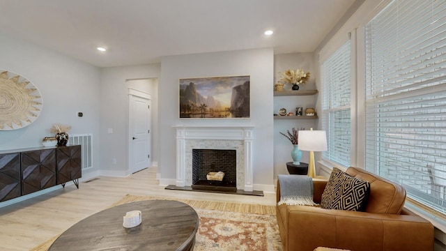 living room featuring light hardwood / wood-style flooring