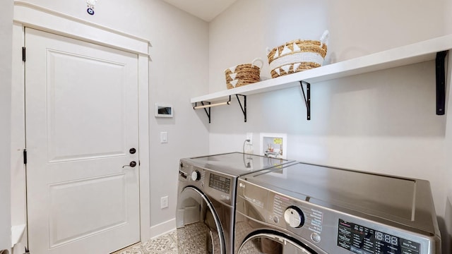 laundry room with independent washer and dryer