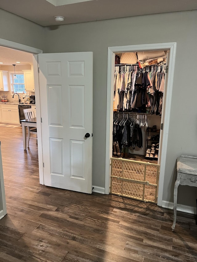 interior space featuring dark hardwood / wood-style flooring