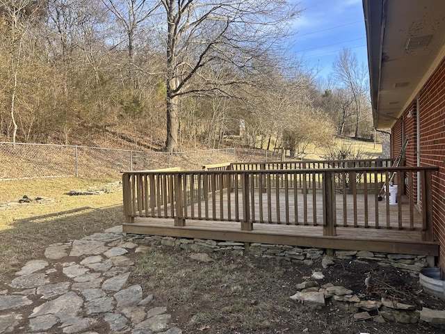 wooden deck featuring fence