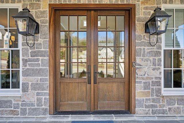 view of exterior entry with french doors