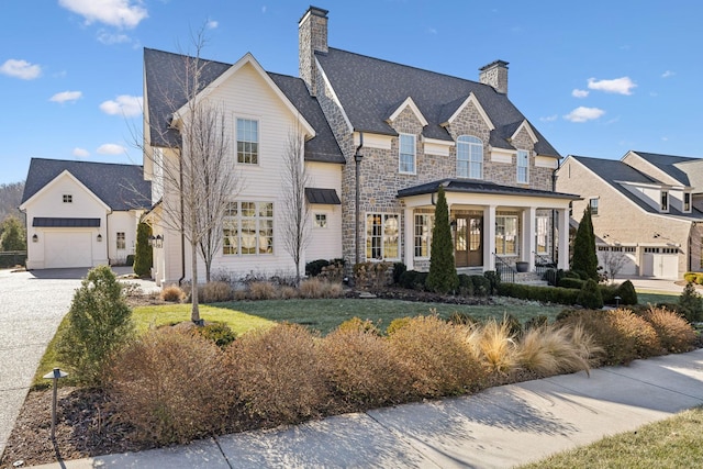 view of front of house featuring a garage and a front yard