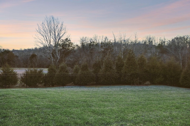 view of yard at dusk