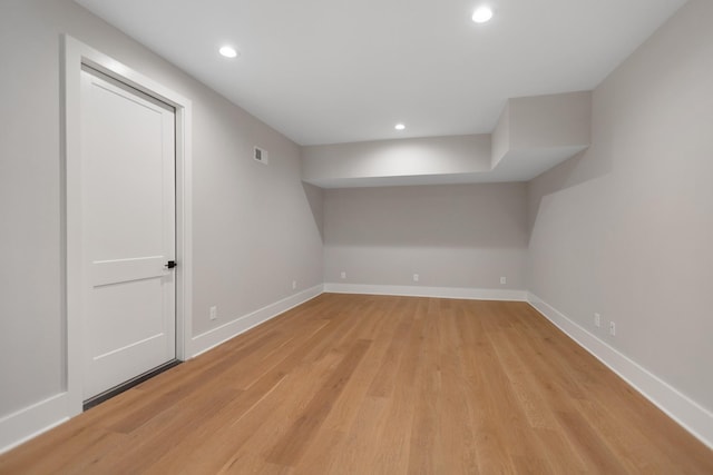 interior space with light hardwood / wood-style flooring