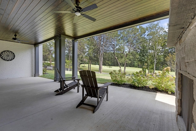 view of patio with ceiling fan