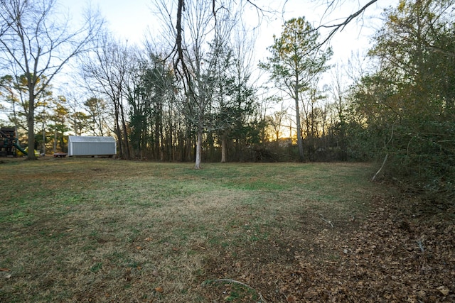 view of yard at dusk