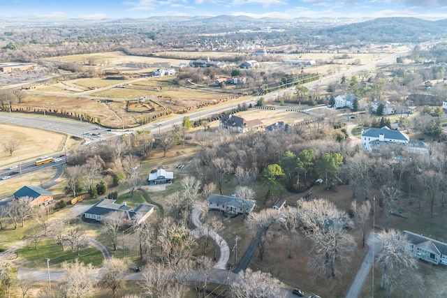 drone / aerial view with a mountain view