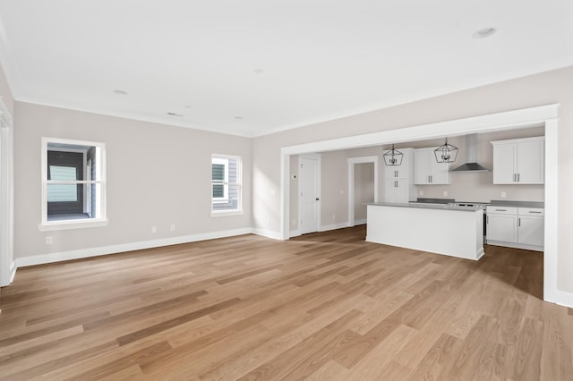 unfurnished living room featuring light hardwood / wood-style floors