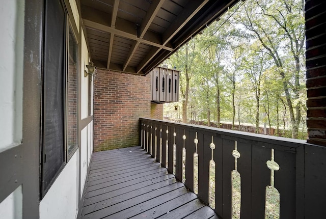 wooden balcony with a wooden deck