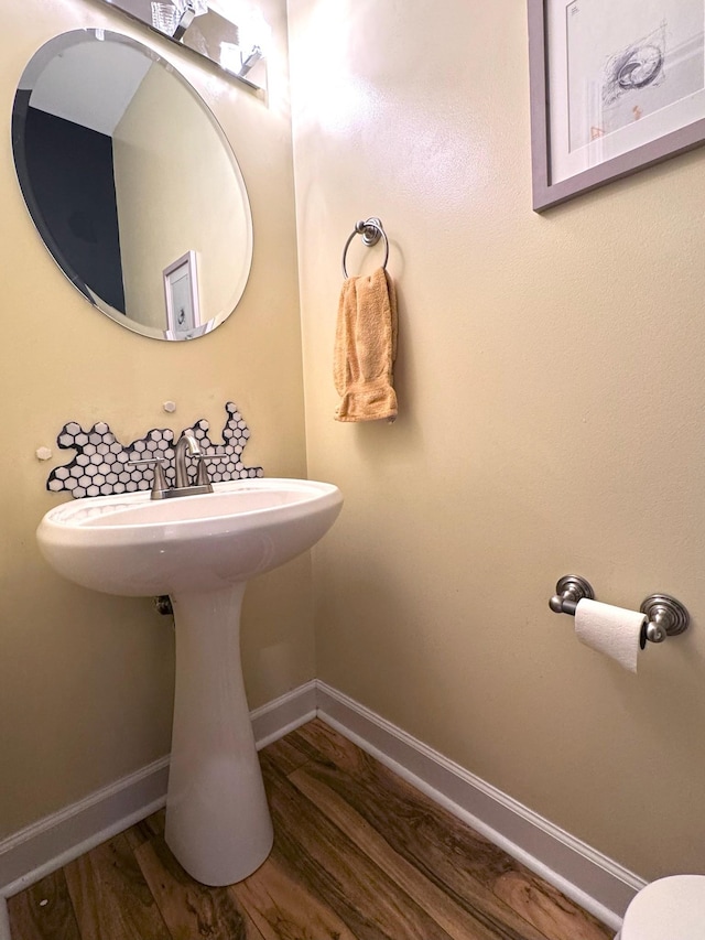 bathroom with sink and hardwood / wood-style floors