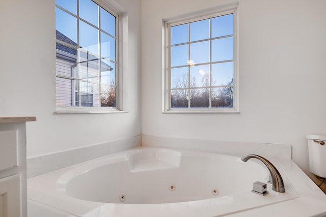 bathroom with a healthy amount of sunlight and a bath