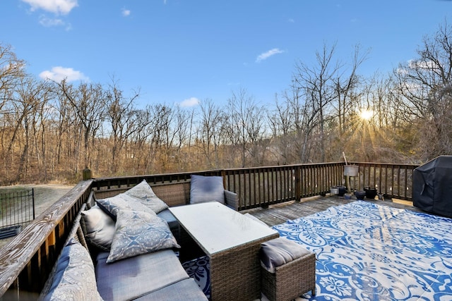 deck featuring area for grilling