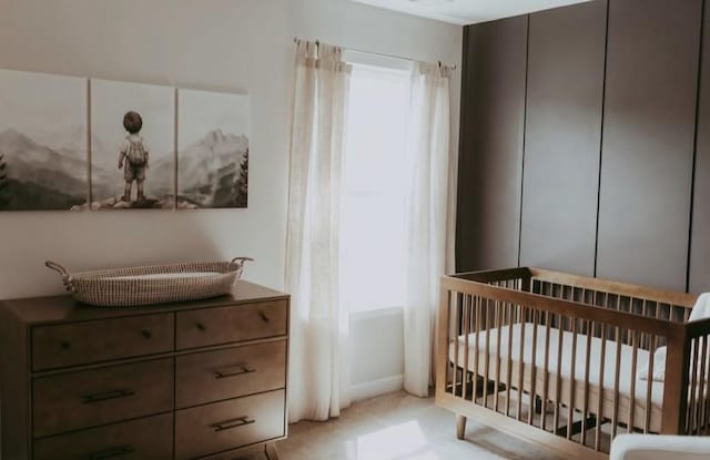 bedroom with a crib