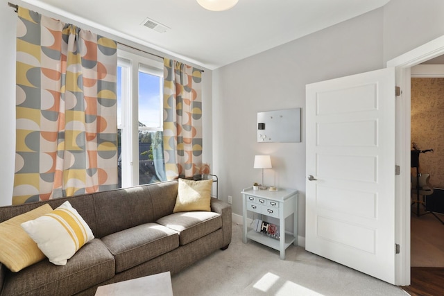 living room with carpet floors