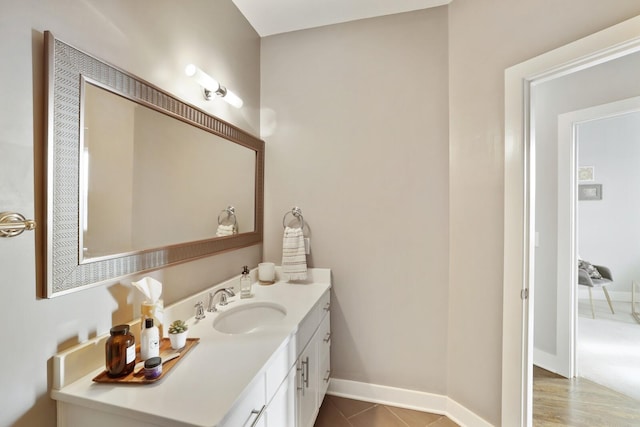 bathroom with vanity and tile patterned floors