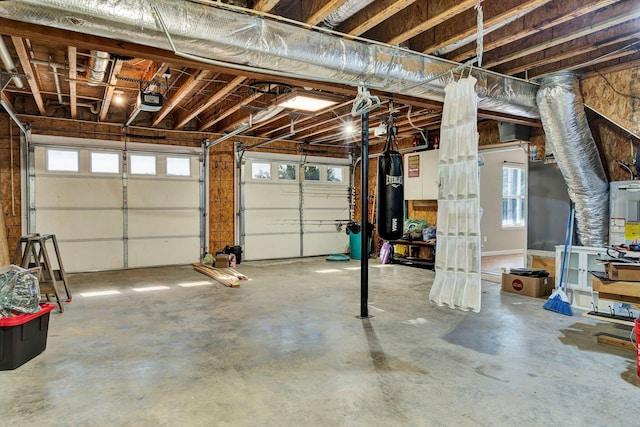 garage with a garage door opener