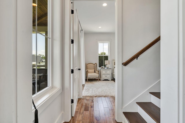 interior space with hardwood / wood-style flooring