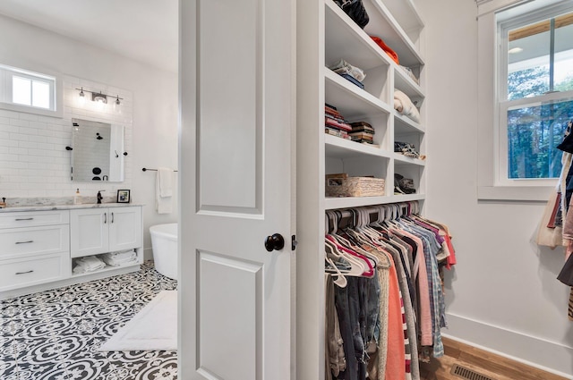 walk in closet featuring sink