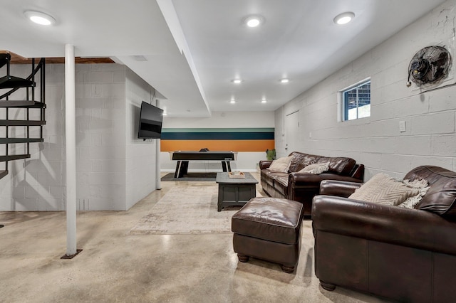 living room with pool table