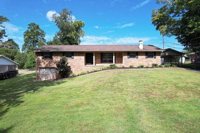 single story home with a front yard