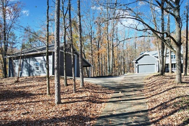 exterior space with a garage