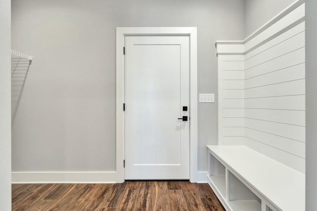 mudroom with dark hardwood / wood-style flooring