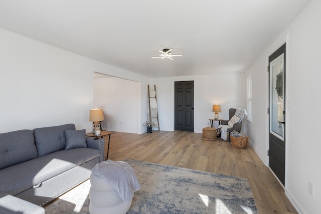 living room with hardwood / wood-style floors