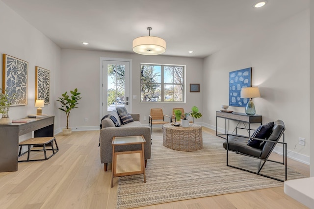 living room with light wood-type flooring