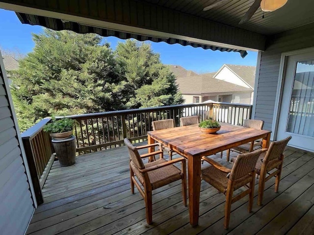 deck featuring ceiling fan