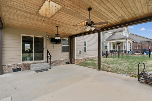 view of patio with ceiling fan