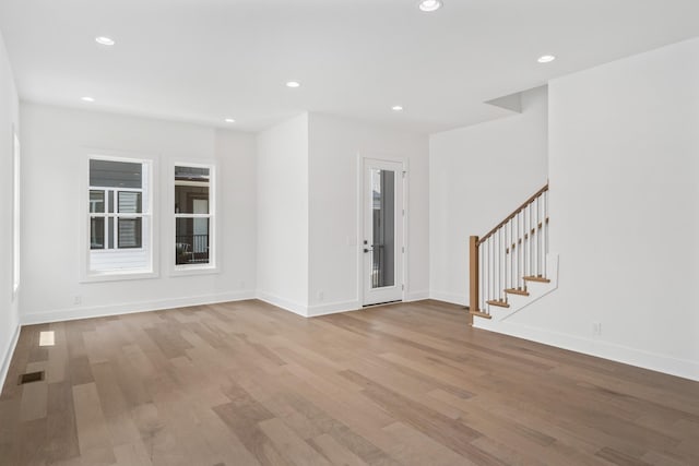 interior space with light hardwood / wood-style flooring