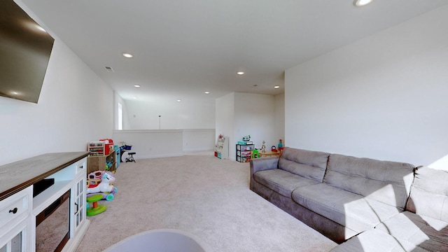 living room with light carpet