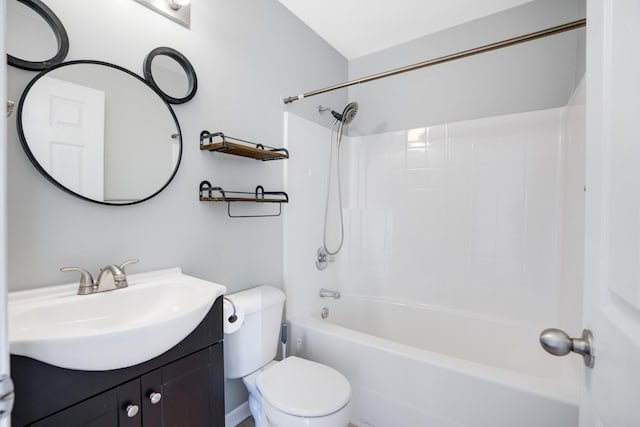 full bathroom featuring vanity, shower / bathtub combination, and toilet