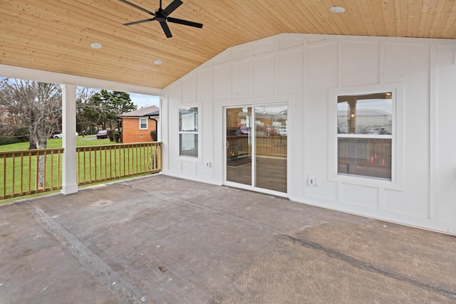 view of patio featuring ceiling fan