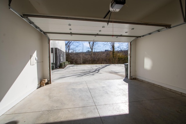 garage with a garage door opener