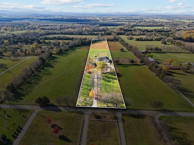 bird's eye view with a rural view