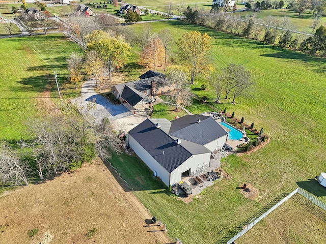 drone / aerial view with a rural view