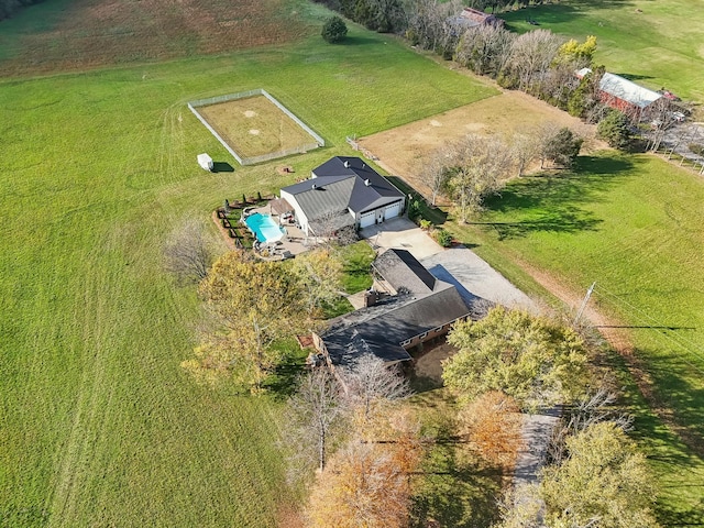 drone / aerial view with a rural view