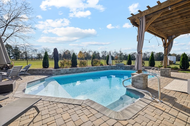 view of swimming pool featuring a patio