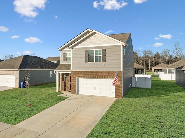 view of front facade featuring brick siding, a garage, and concrete driveway