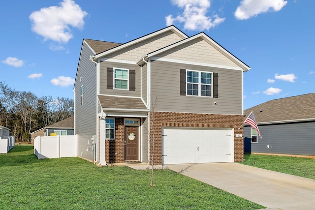 view of front facade with brick siding, an attached garage, and driveway