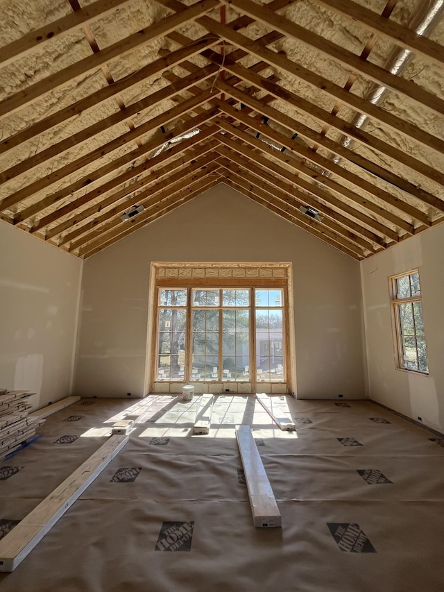 misc room featuring high vaulted ceiling