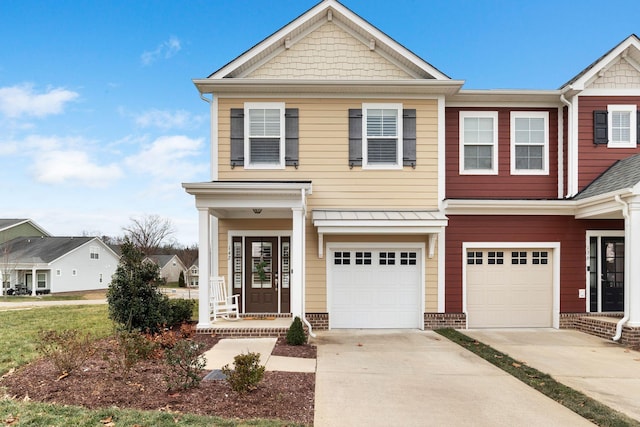 view of front of property featuring a garage