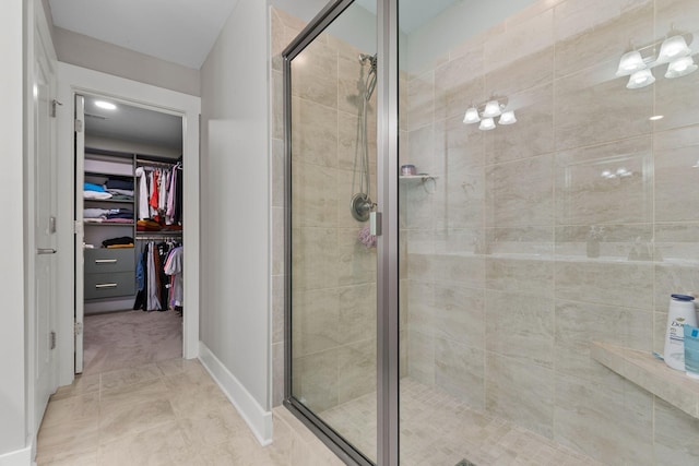 bathroom featuring walk in shower