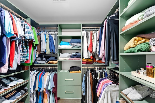 spacious closet featuring carpet floors