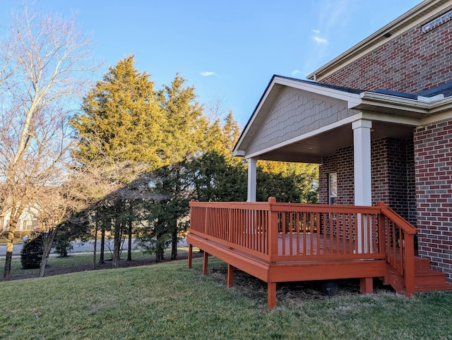 deck with a lawn